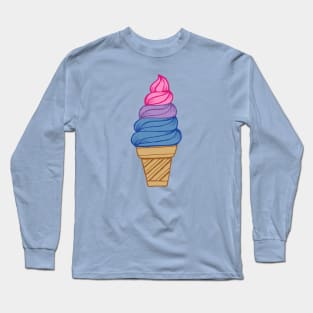 LGBTQIA+ Bisexual Pride Flag Pastel Soft Serve Ice Cream Cone Long Sleeve T-Shirt